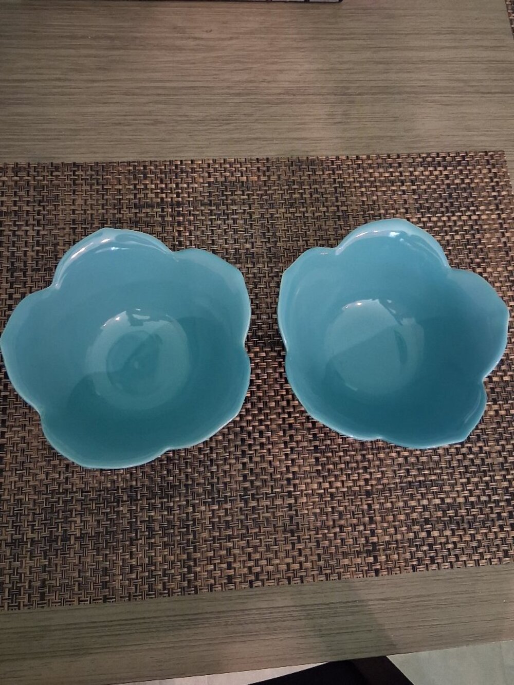 Pier 1 Set of 2 Blue Lotus Flower Serving Bowls